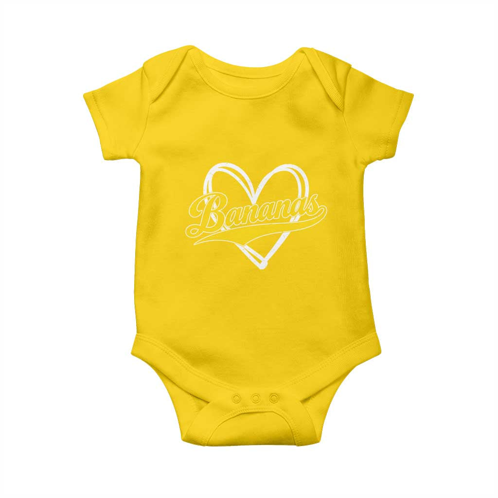 Bananas Vintage Heart Baseball Fan Game Day Baby Onesie TS11 Daisy Print Your Wear