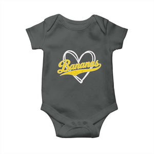 Bananas Vintage Heart Baseball Fan Game Day Baby Onesie TS11 Dark Heather Print Your Wear