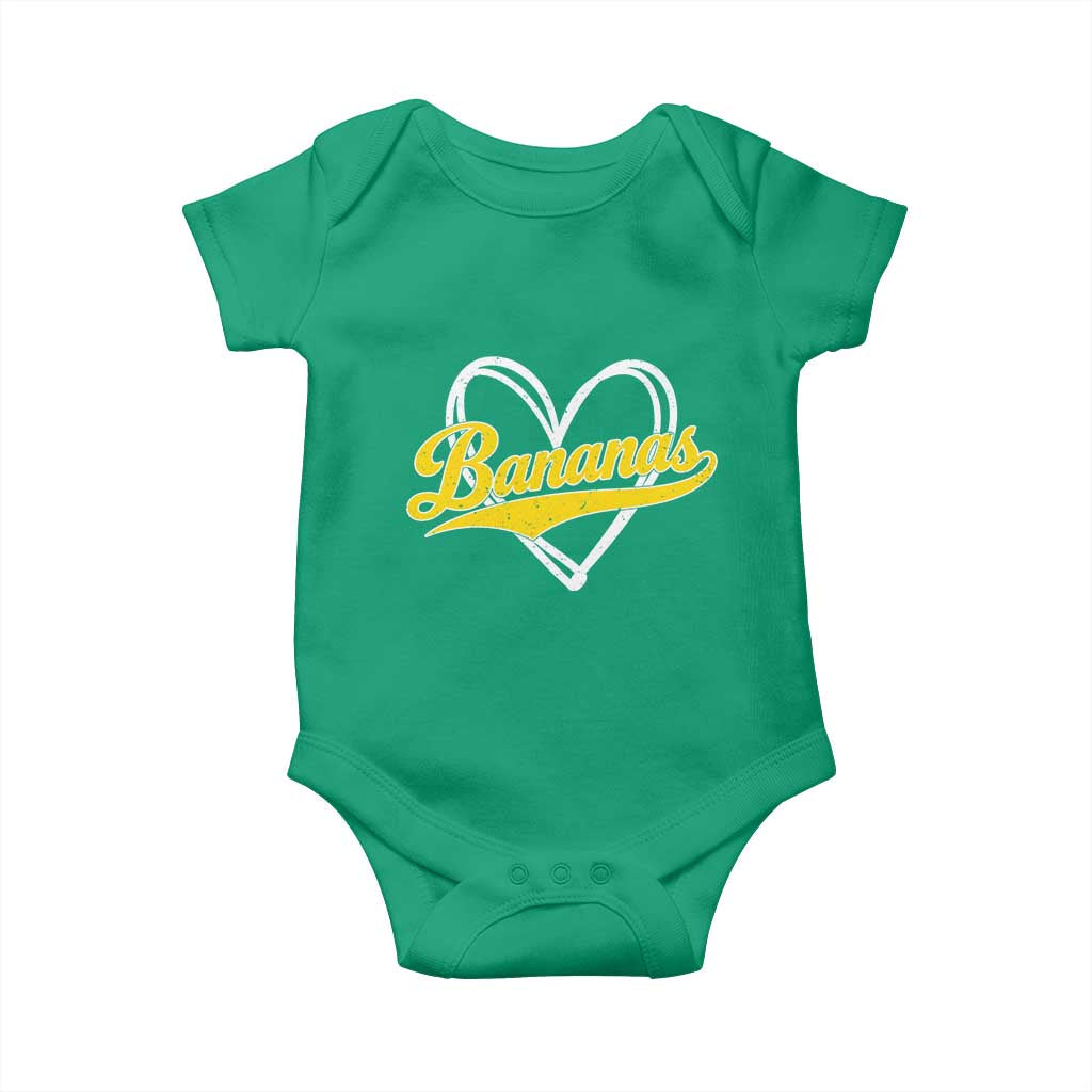 Bananas Vintage Heart Baseball Fan Game Day Baby Onesie TS11 Irish Green Print Your Wear