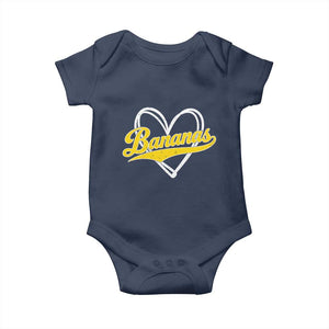 Bananas Vintage Heart Baseball Fan Game Day Baby Onesie TS11 Navy Print Your Wear