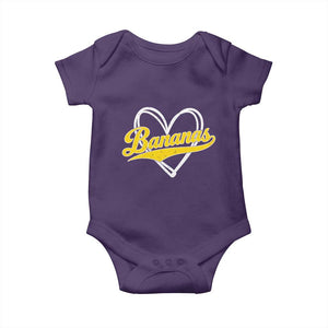 Bananas Vintage Heart Baseball Fan Game Day Baby Onesie TS11 Purple Print Your Wear