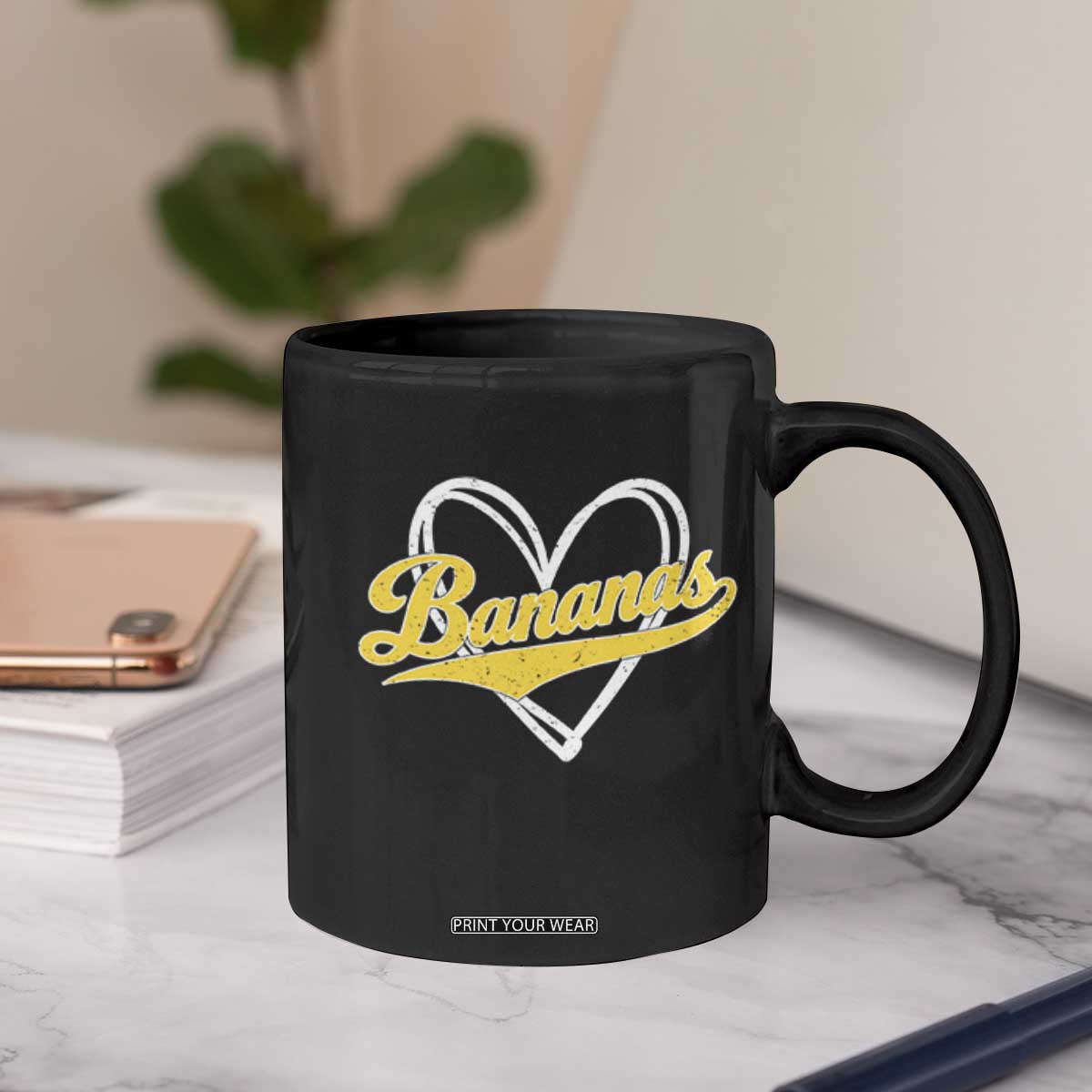 Bananas Vintage Heart Baseball Fan Game Day Coffee Mug TS11 Print Your Wear