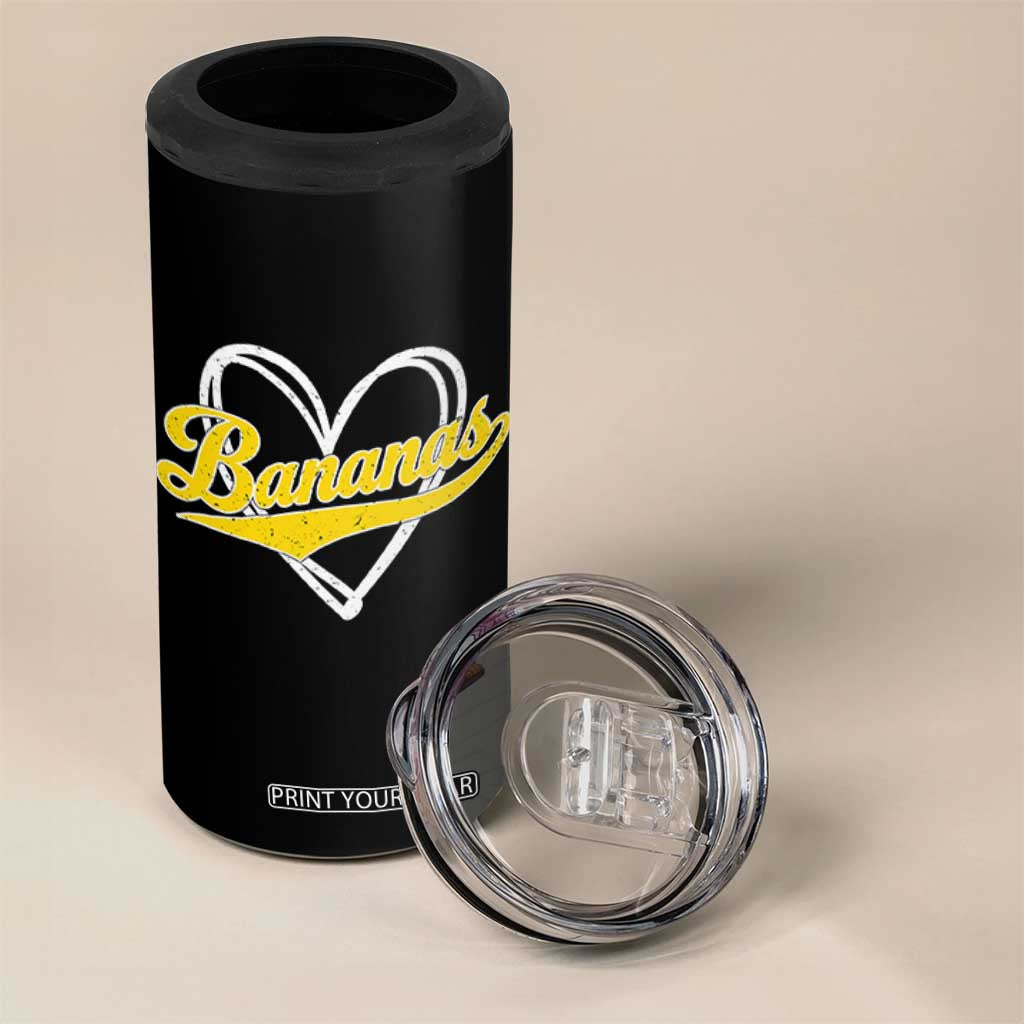 Bananas Vintage Heart Baseball Fan Game Day 4 in 1 Can Cooler Tumbler TS11 Print Your Wear