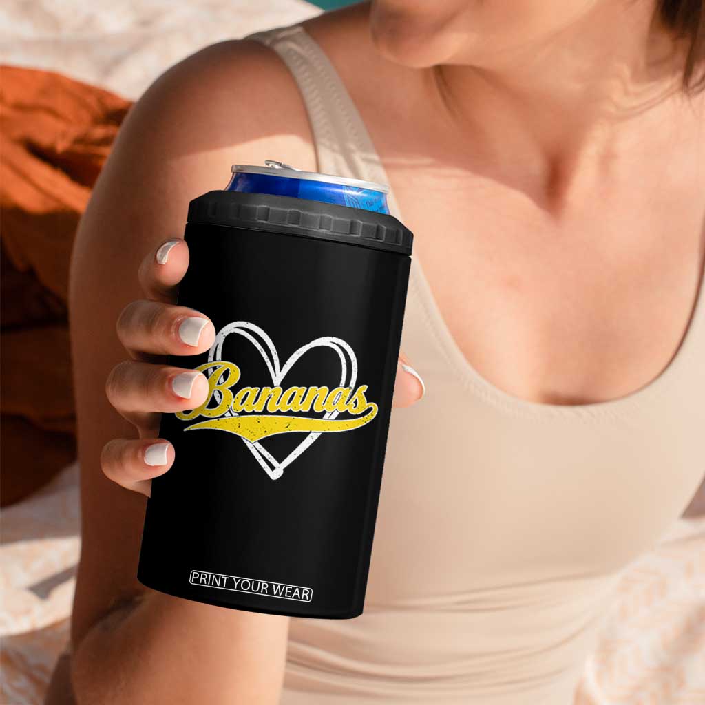 Bananas Vintage Heart Baseball Fan Game Day 4 in 1 Can Cooler Tumbler TS11 Print Your Wear