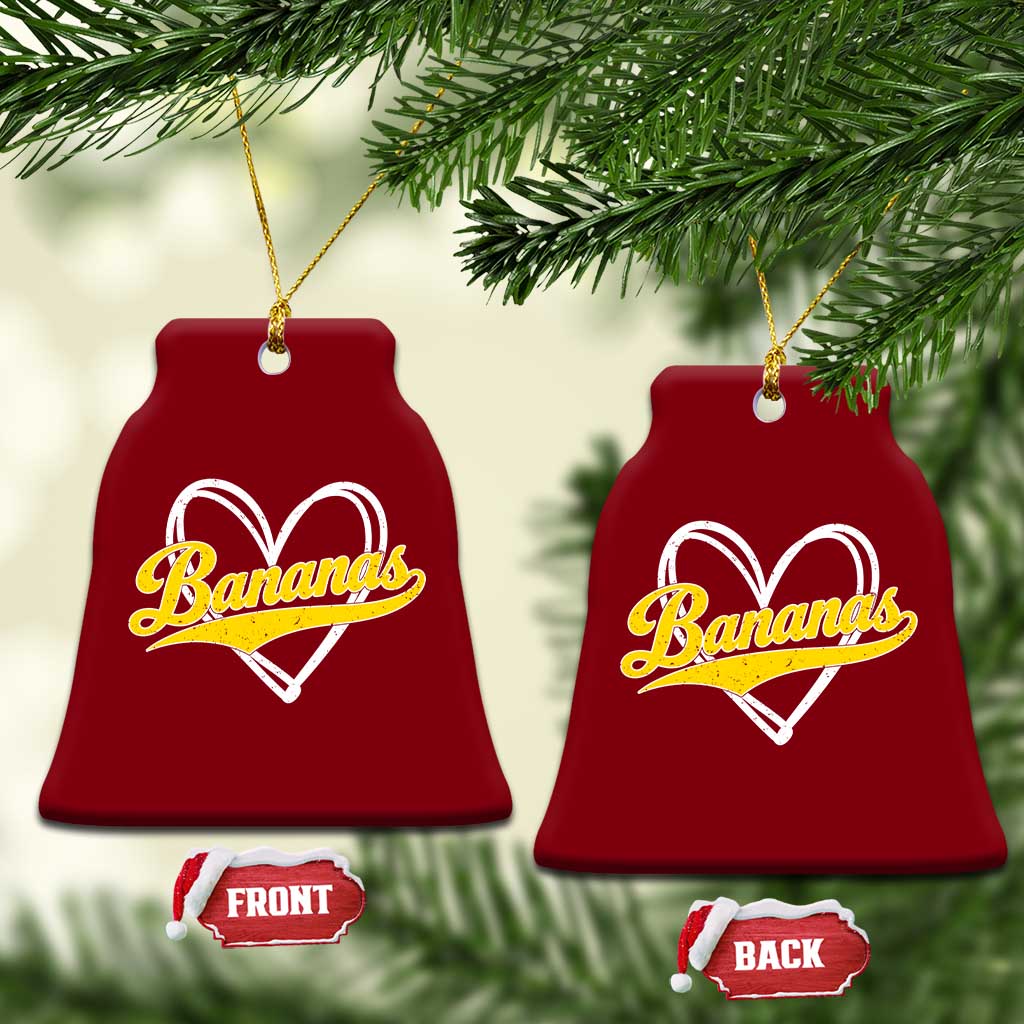 Bananas Vintage Heart Baseball Fan Game Day Ceramic Ornament TS11 Print Your Wear