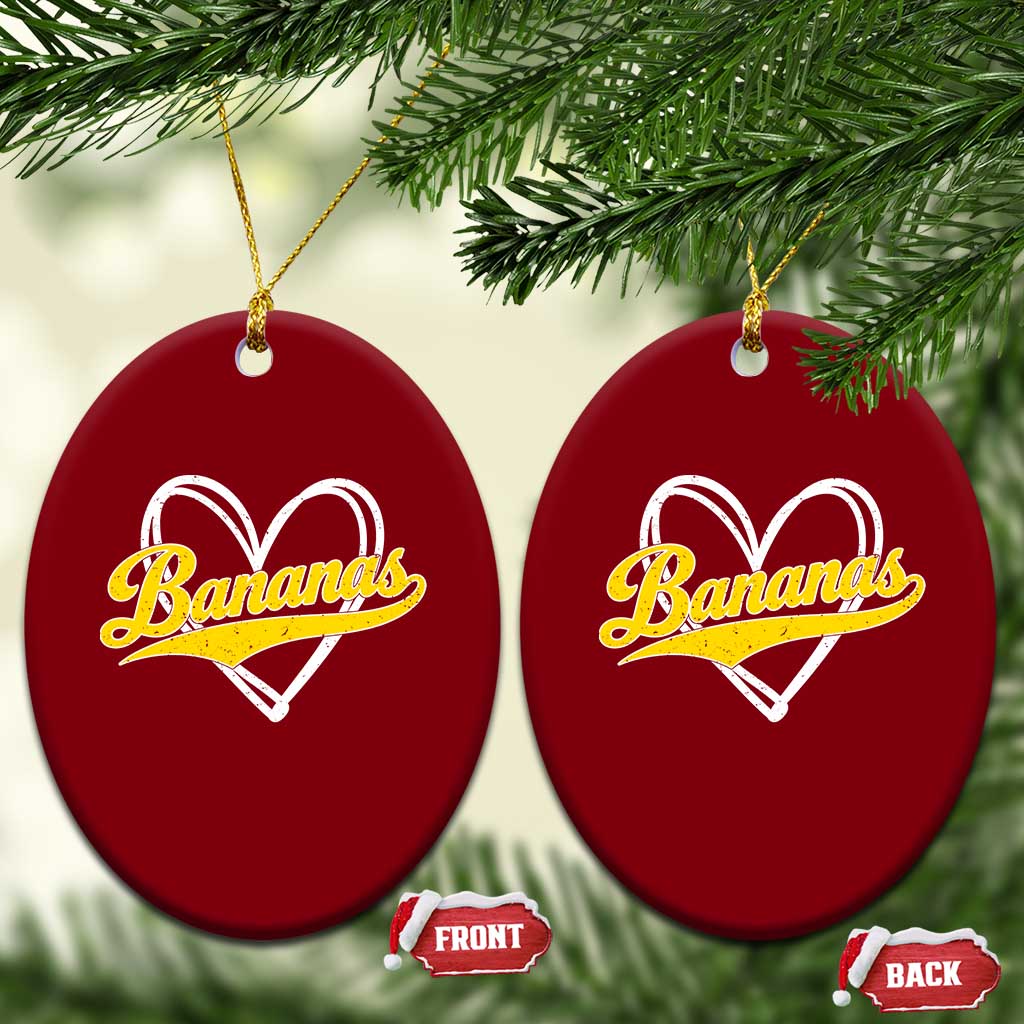 Bananas Vintage Heart Baseball Fan Game Day Ceramic Ornament TS11 Print Your Wear