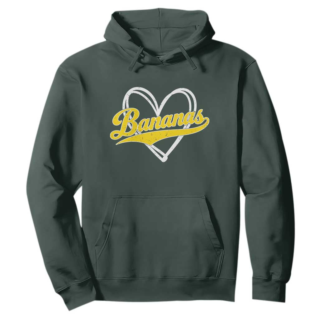 Bananas Vintage Heart Baseball Fan Game Day Hoodie TS11 Dark Forest Green Print Your Wear