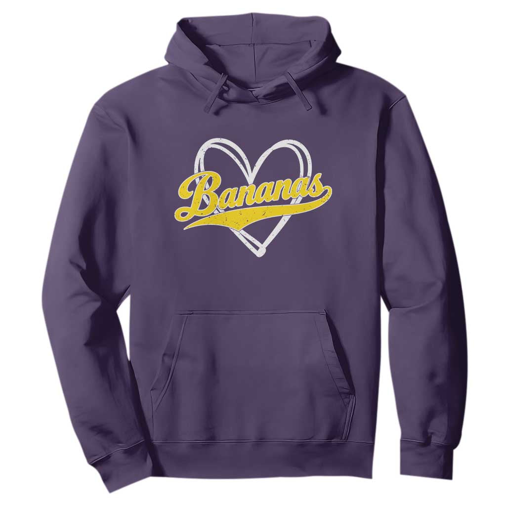 Bananas Vintage Heart Baseball Fan Game Day Hoodie TS11 Purple Print Your Wear