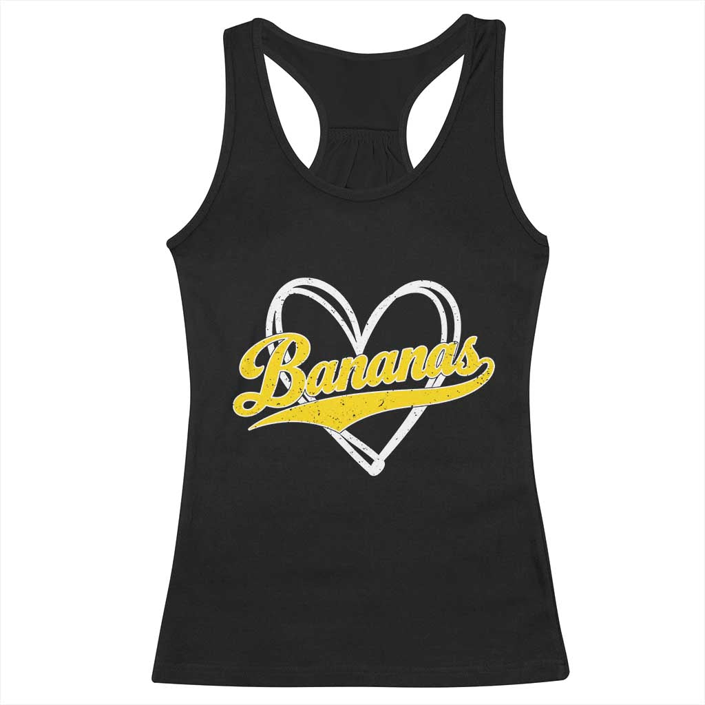 Bananas Vintage Heart Baseball Fan Game Day Racerback Tank Top TS11 Black Print Your Wear