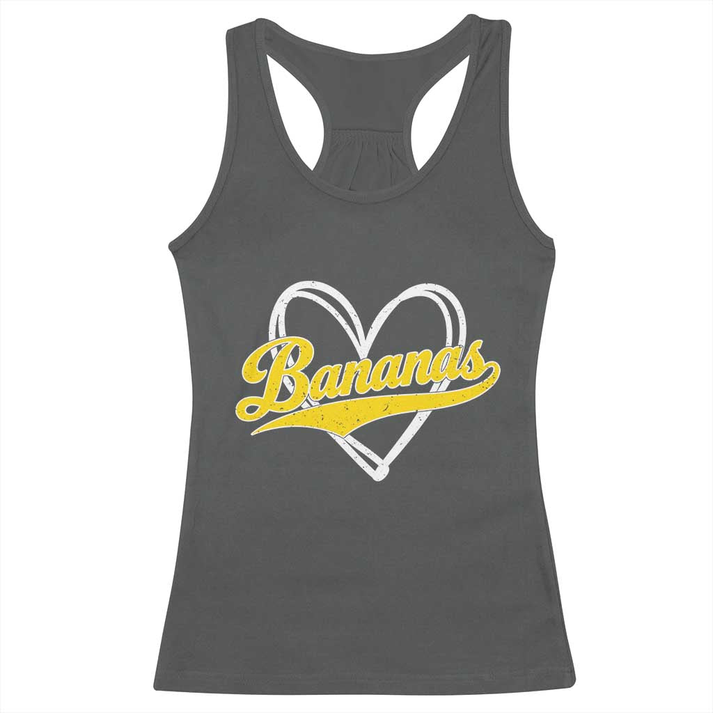 Bananas Vintage Heart Baseball Fan Game Day Racerback Tank Top TS11 Dark Heather Print Your Wear