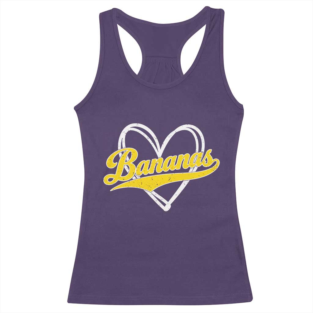 Bananas Vintage Heart Baseball Fan Game Day Racerback Tank Top TS11 Purple Print Your Wear