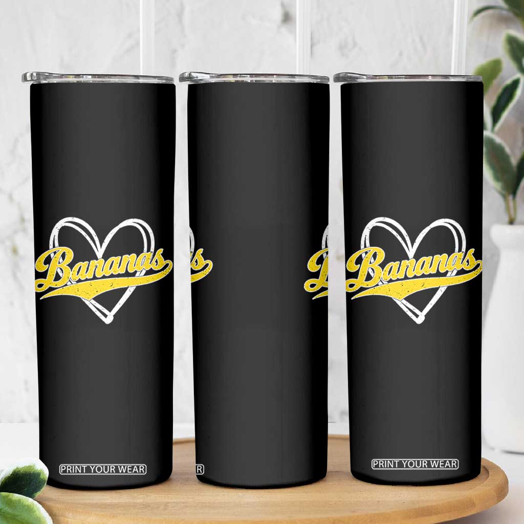 Bananas Vintage Heart Baseball Fan Game Day Skinny Tumbler TS11 Print Your Wear