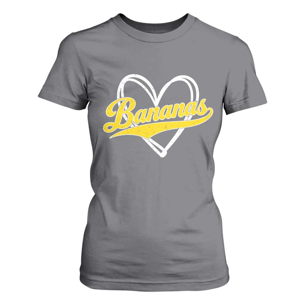 Bananas Vintage Heart Baseball Fan Game Day T Shirt For Women TS11 Charcoal Print Your Wear