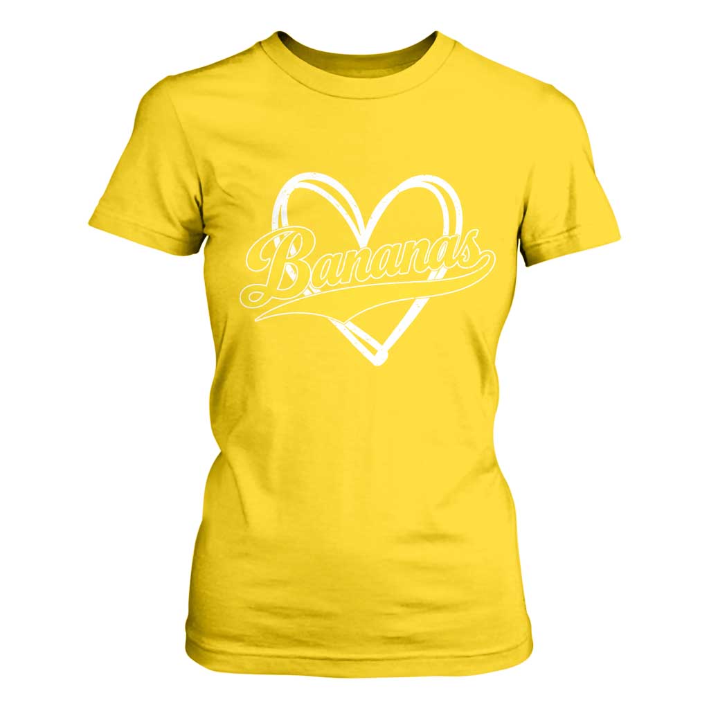 Bananas Vintage Heart Baseball Fan Game Day T Shirt For Women TS11 Daisy Print Your Wear
