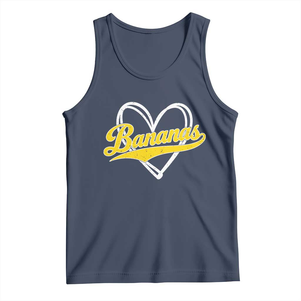Bananas Vintage Heart Baseball Fan Game Day Tank Top TS11 Navy Print Your Wear