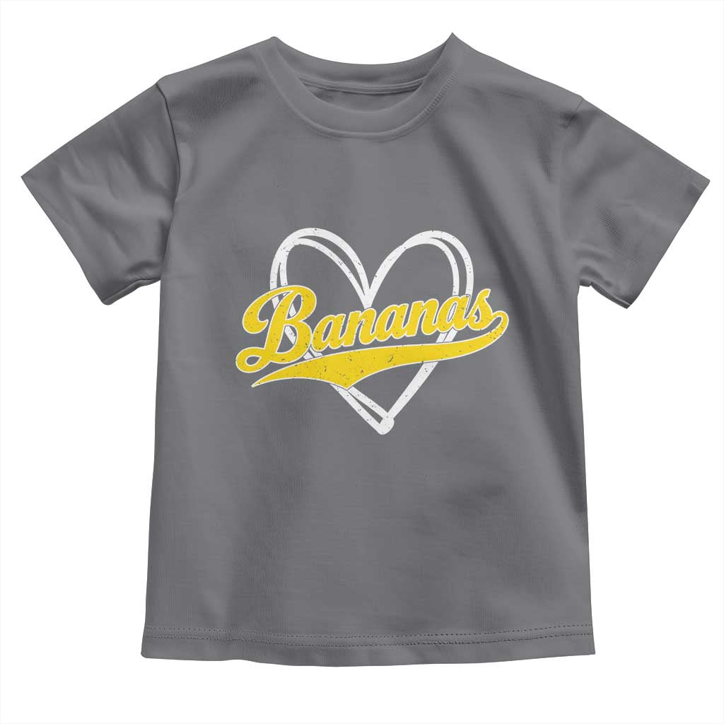 Bananas Vintage Heart Baseball Fan Game Day Toddler T Shirt TS11 Charcoal Print Your Wear