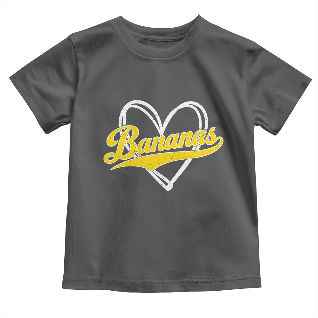 Bananas Vintage Heart Baseball Fan Game Day Toddler T Shirt TS11 Dark Heather Print Your Wear