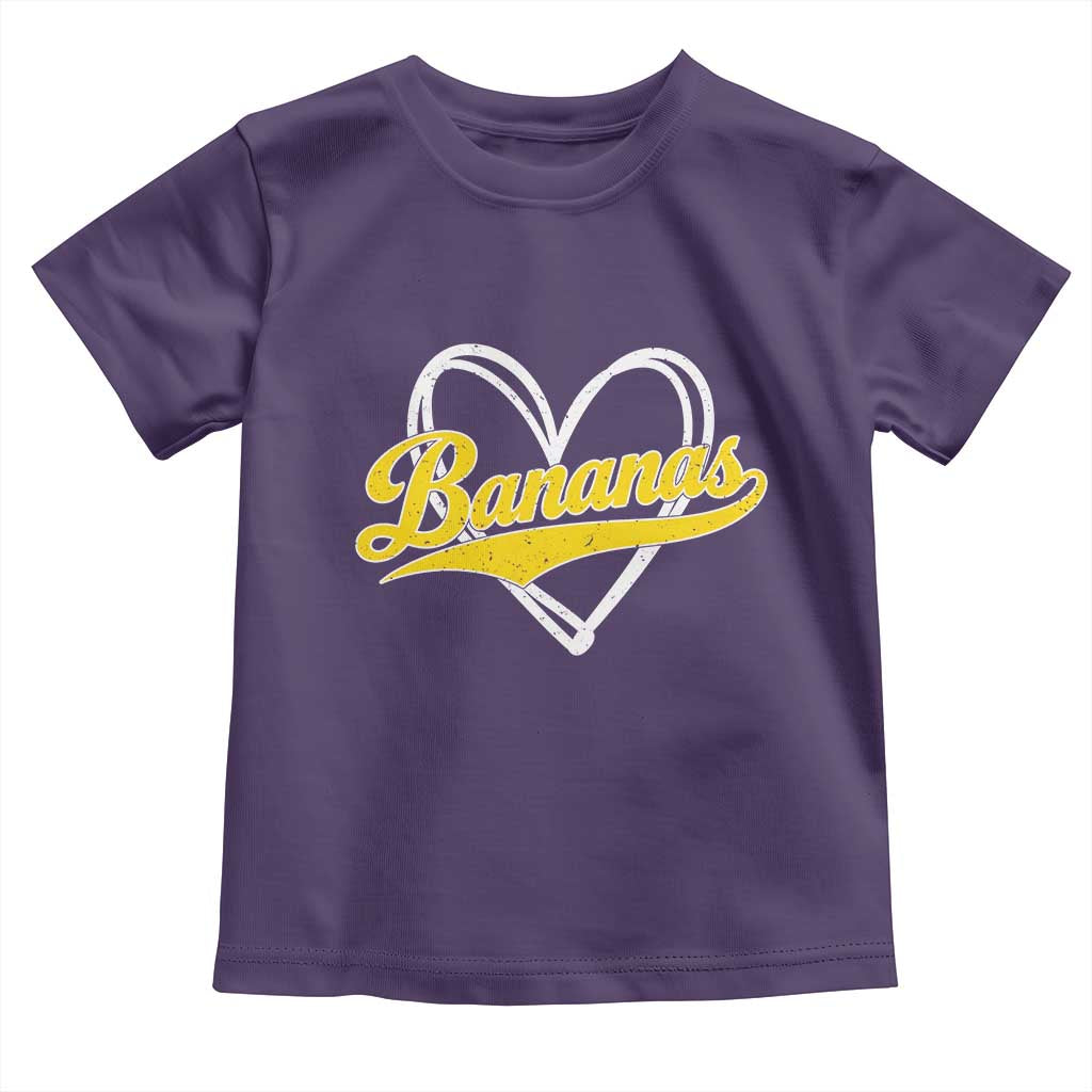 Bananas Vintage Heart Baseball Fan Game Day Toddler T Shirt TS11 Purple Print Your Wear