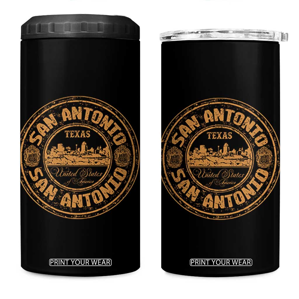 San Antonio Texas TX Vintage Souvenir Texan Pride 4 in 1 Can Cooler Tumbler TS11 One Size: 16 oz Black Print Your Wear