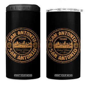 San Antonio Texas TX Vintage Souvenir Texan Pride 4 in 1 Can Cooler Tumbler TS11 One Size: 16 oz Black Print Your Wear