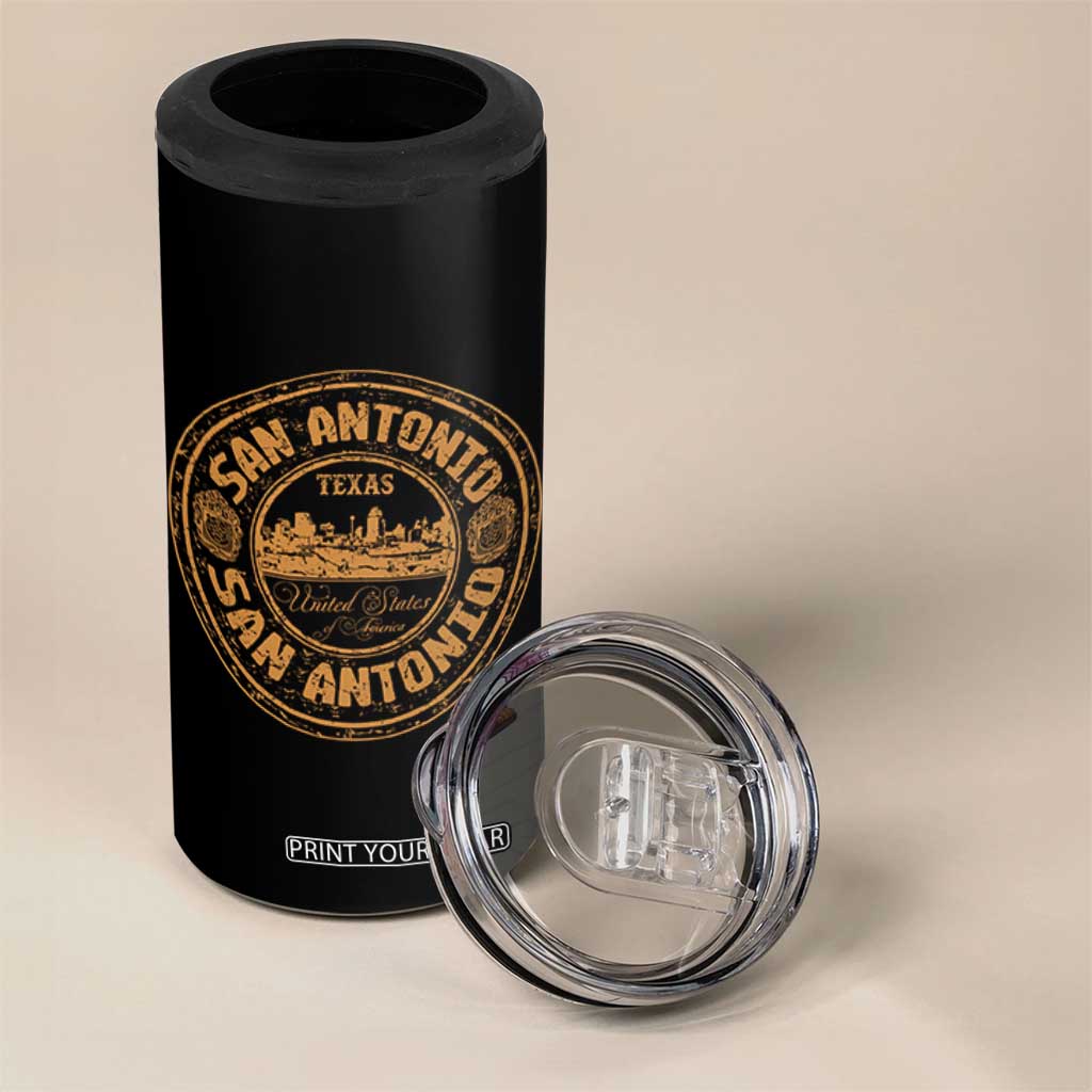 San Antonio Texas TX Vintage Souvenir Texan Pride 4 in 1 Can Cooler Tumbler TS11 Print Your Wear