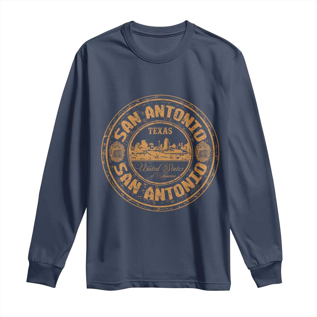 San Antonio Texas TX Vintage Souvenir Texan Pride Long Sleeve Shirt TS11 Navy Print Your Wear