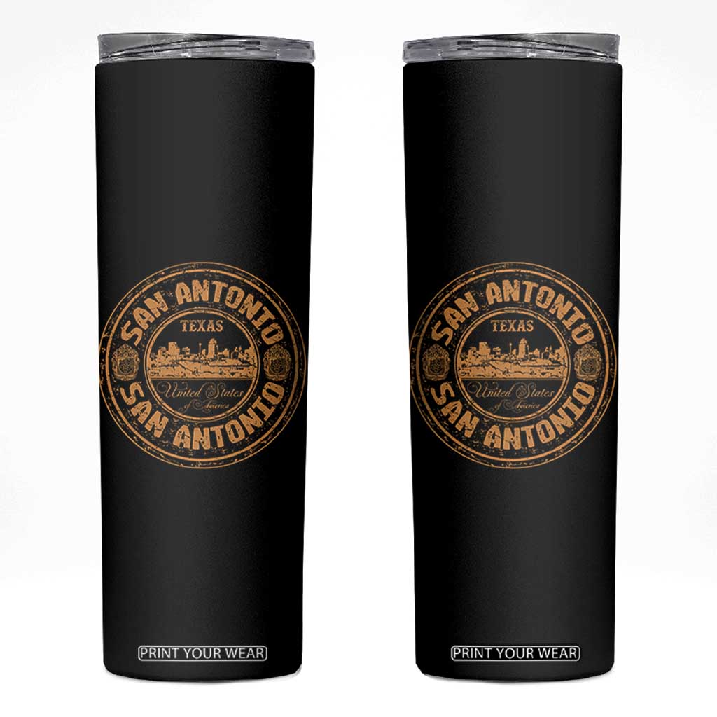 San Antonio Texas TX Vintage Souvenir Texan Pride Skinny Tumbler TS11 Black Print Your Wear