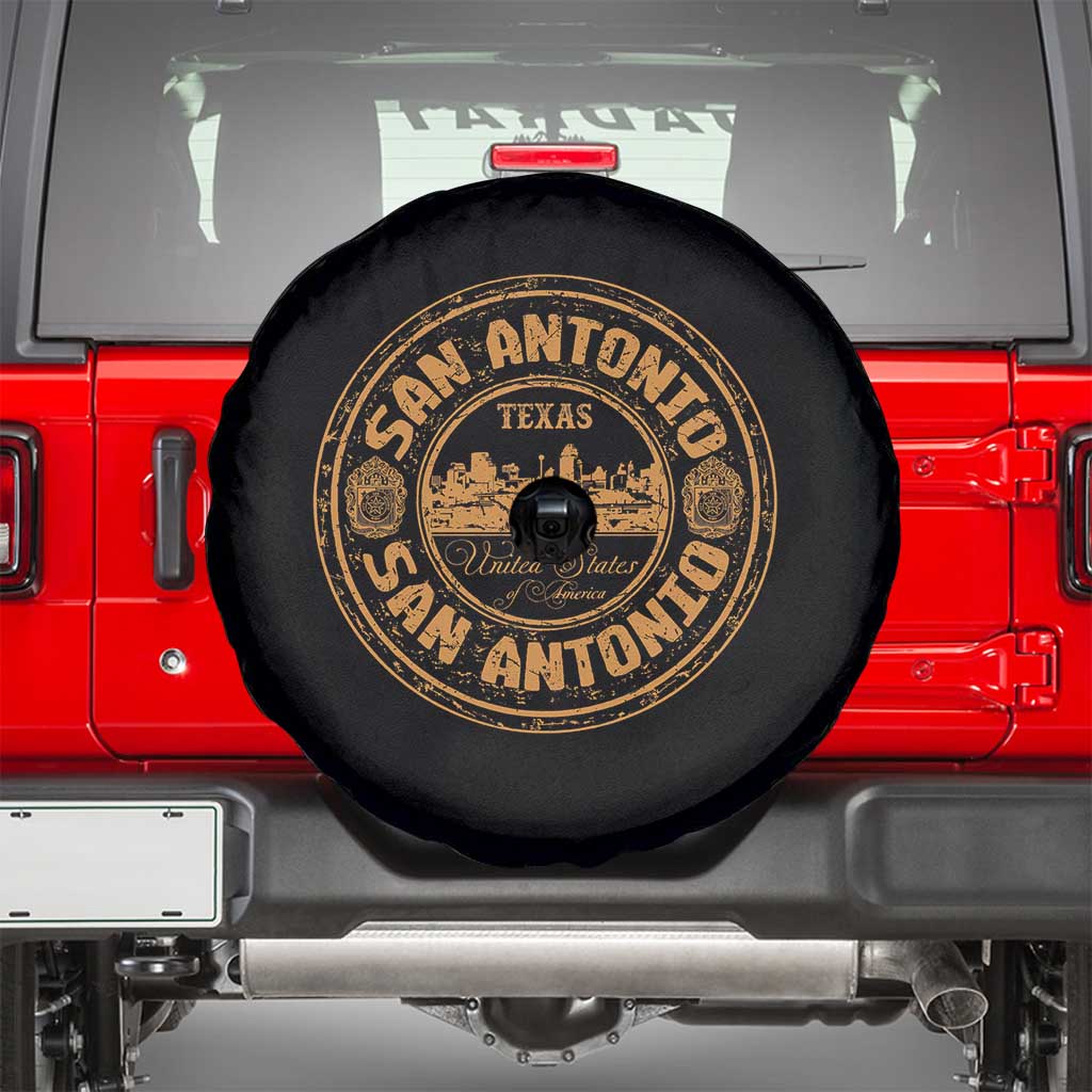 San Antonio Texas TX Vintage Souvenir Texan Pride Spare Tire Cover TS11 Black Print Your Wear