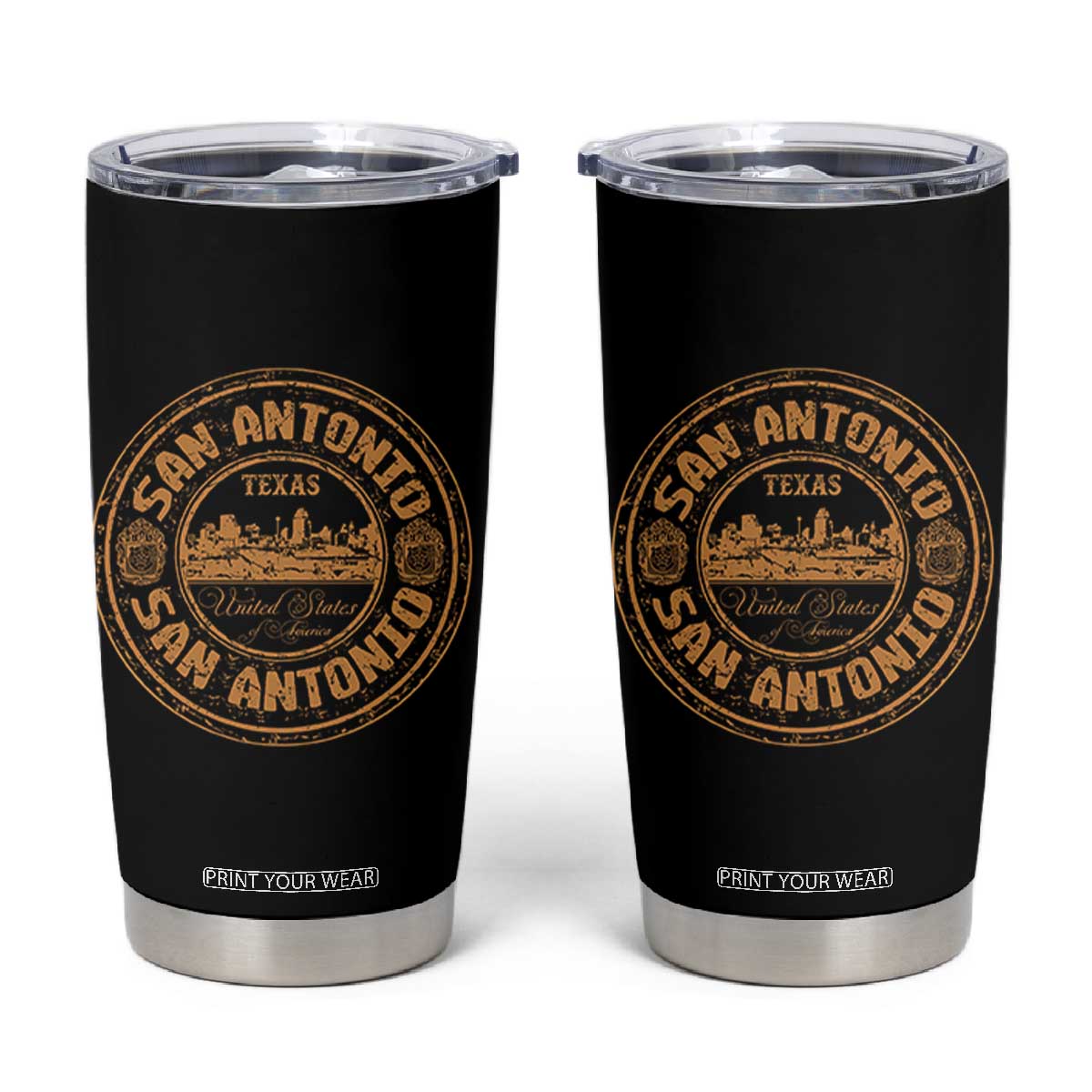 San Antonio Texas TX Vintage Souvenir Texan Pride Tumbler Cup TS11 Black Print Your Wear