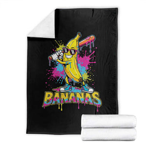 Funny Bananas Baseball Drip Ice Cream Sports Splatter Throw Blanket TS11 Black Print Your Wear