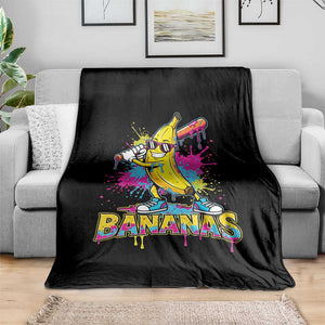 Funny Bananas Baseball Drip Ice Cream Sports Splatter Throw Blanket TS11 Print Your Wear