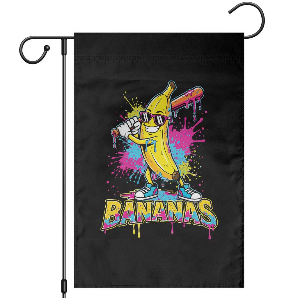 Funny Bananas Baseball Drip Ice Cream Sports Splatter Garden Flag TS11 Black Print Your Wear