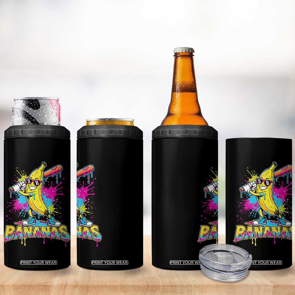 Funny Bananas Baseball Drip Ice Cream Sports Splatter 4 in 1 Can Cooler Tumbler TS11 Print Your Wear
