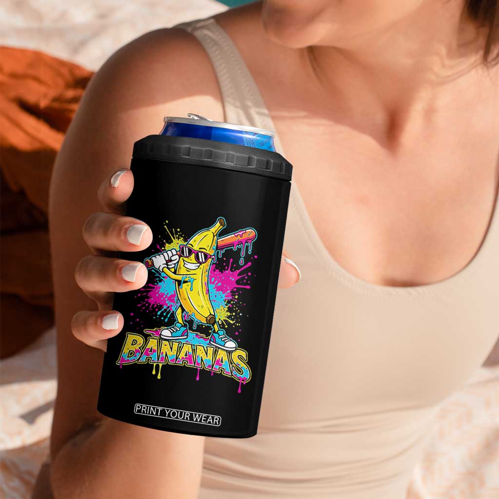 Funny Bananas Baseball Drip Ice Cream Sports Splatter 4 in 1 Can Cooler Tumbler TS11 Print Your Wear
