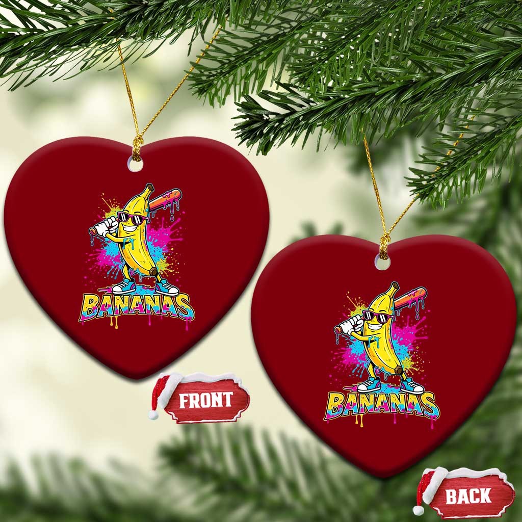 Funny Bananas Baseball Drip Ice Cream Sports Splatter Ceramic Ornament TS11 Print Your Wear