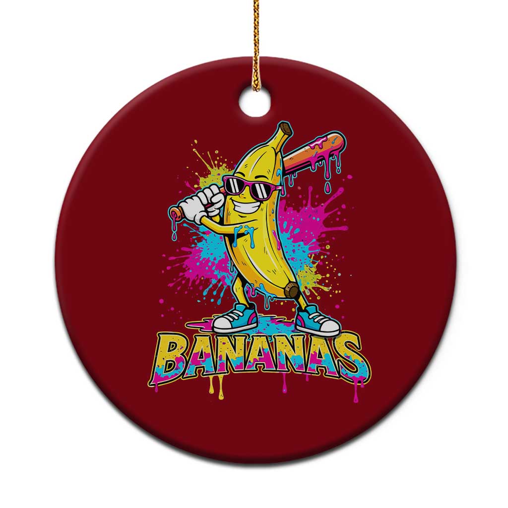 Funny Bananas Baseball Drip Ice Cream Sports Splatter Ceramic Ornament TS11 1pc Red Print Your Wear