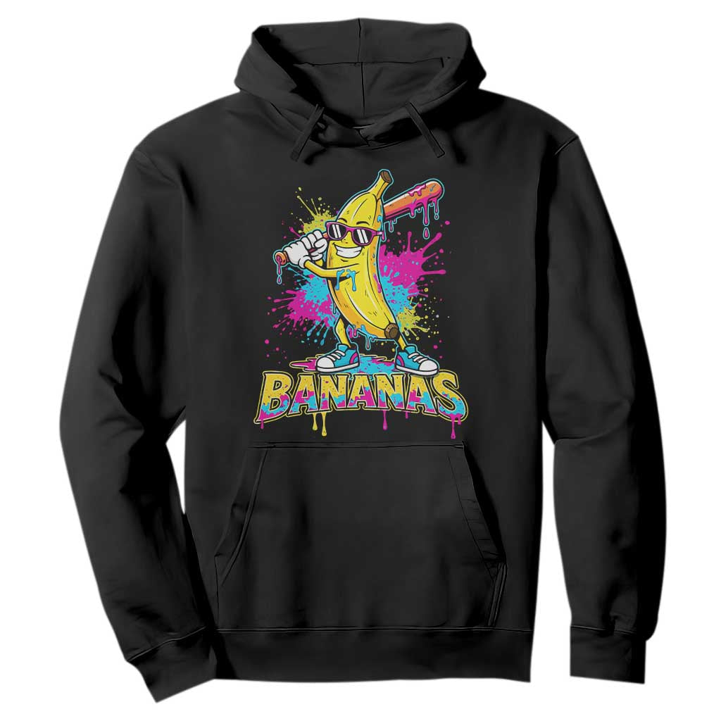 Funny Bananas Baseball Drip Ice Cream Sports Splatter Hoodie TS11 Black Print Your Wear