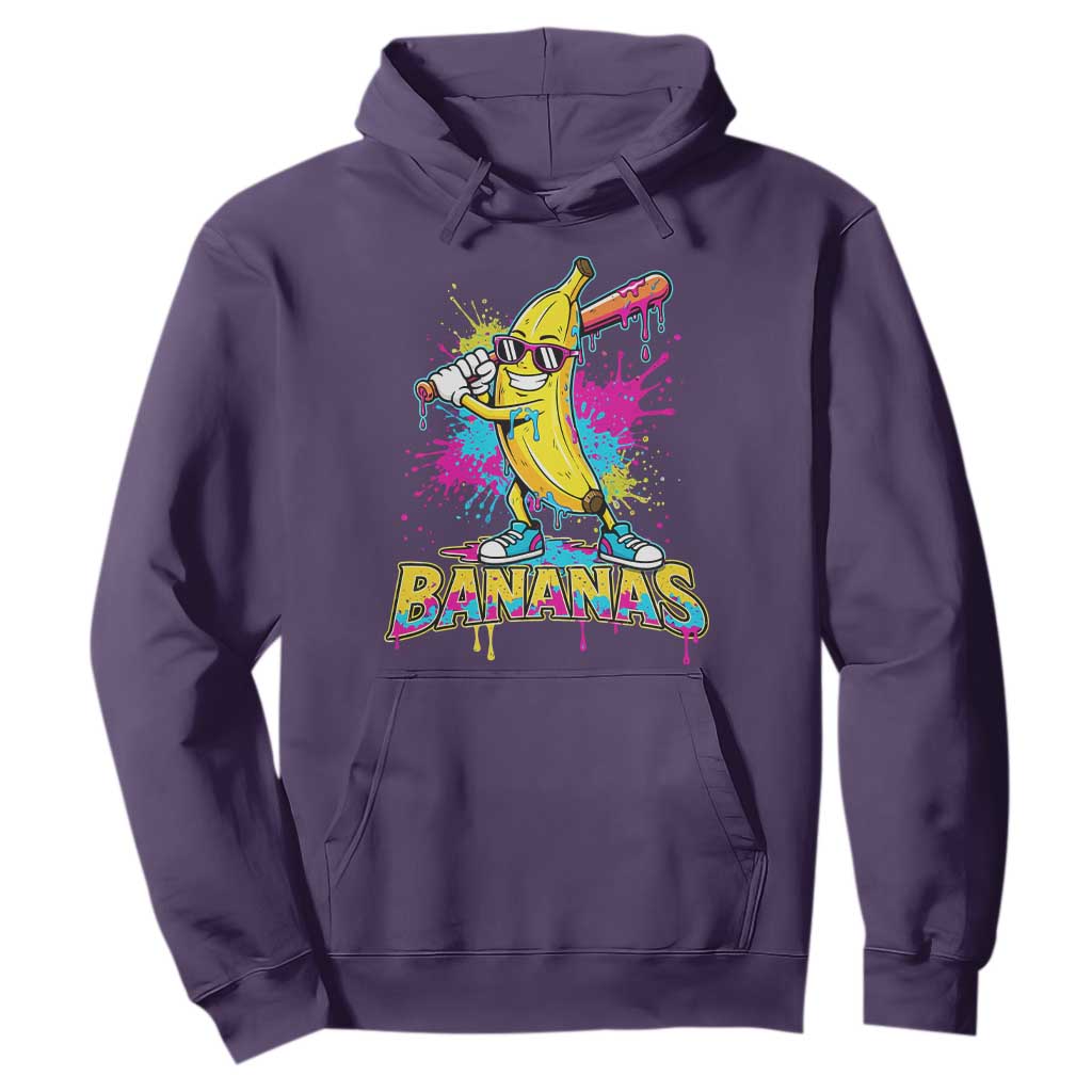 Funny Bananas Baseball Drip Ice Cream Sports Splatter Hoodie TS11 Purple Print Your Wear