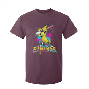 Funny Bananas Baseball Drip Ice Cream Sports Splatter T Shirt For Kid TS11 Maroon Print Your Wear