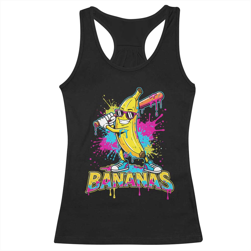 Funny Bananas Baseball Drip Ice Cream Sports Splatter Racerback Tank Top TS11 Black Print Your Wear