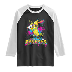 Funny Bananas Baseball Drip Ice Cream Sports Splatter Raglan Shirt TS11 Black White Print Your Wear