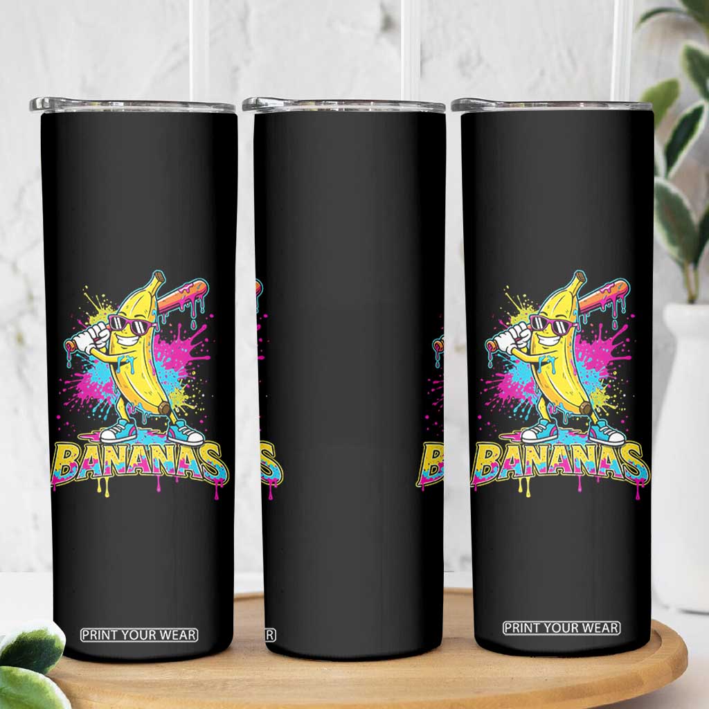 Funny Bananas Baseball Drip Ice Cream Sports Splatter Skinny Tumbler TS11 Print Your Wear