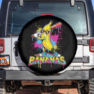 Funny Bananas Baseball Drip Ice Cream Sports Splatter Spare Tire Cover TS11 No hole Black Print Your Wear