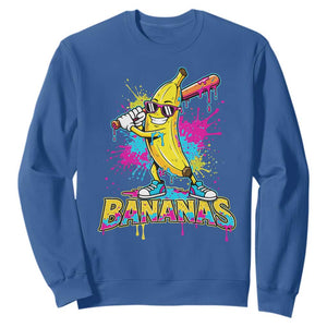 Funny Bananas Baseball Drip Ice Cream Sports Splatter Sweatshirt TS11 Royal Blue Print Your Wear