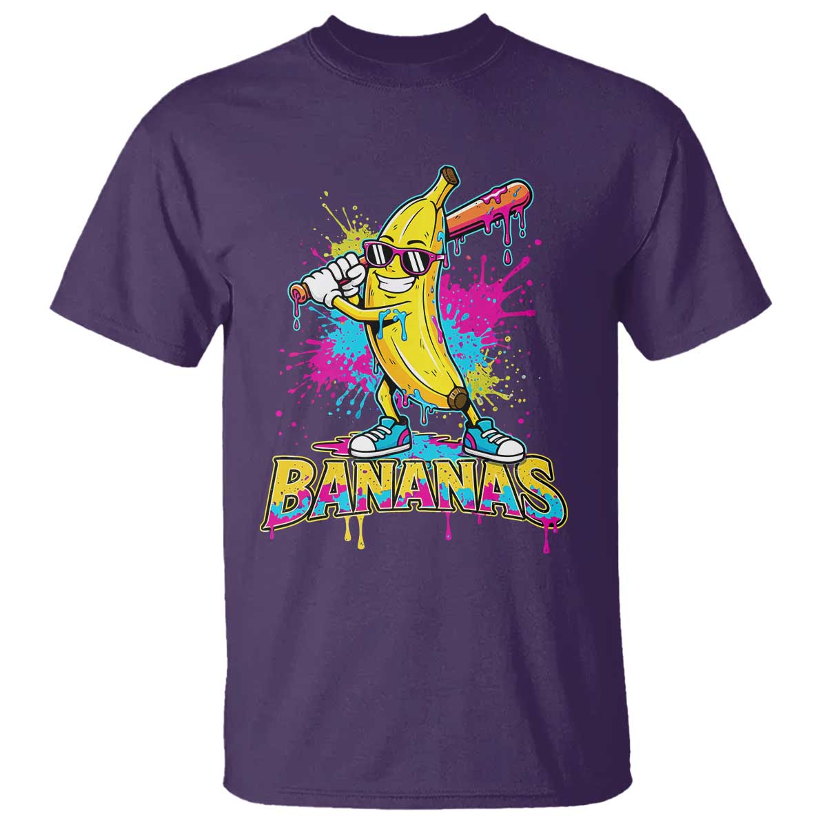 Funny Bananas Baseball Drip Ice Cream Sports Splatter T Shirt TS11 Purple Print Your Wear