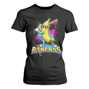 Funny Bananas Baseball Drip Ice Cream Sports Splatter T Shirt For Women TS11 Black Print Your Wear