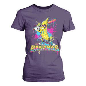Funny Bananas Baseball Drip Ice Cream Sports Splatter T Shirt For Women TS11 Purple Print Your Wear