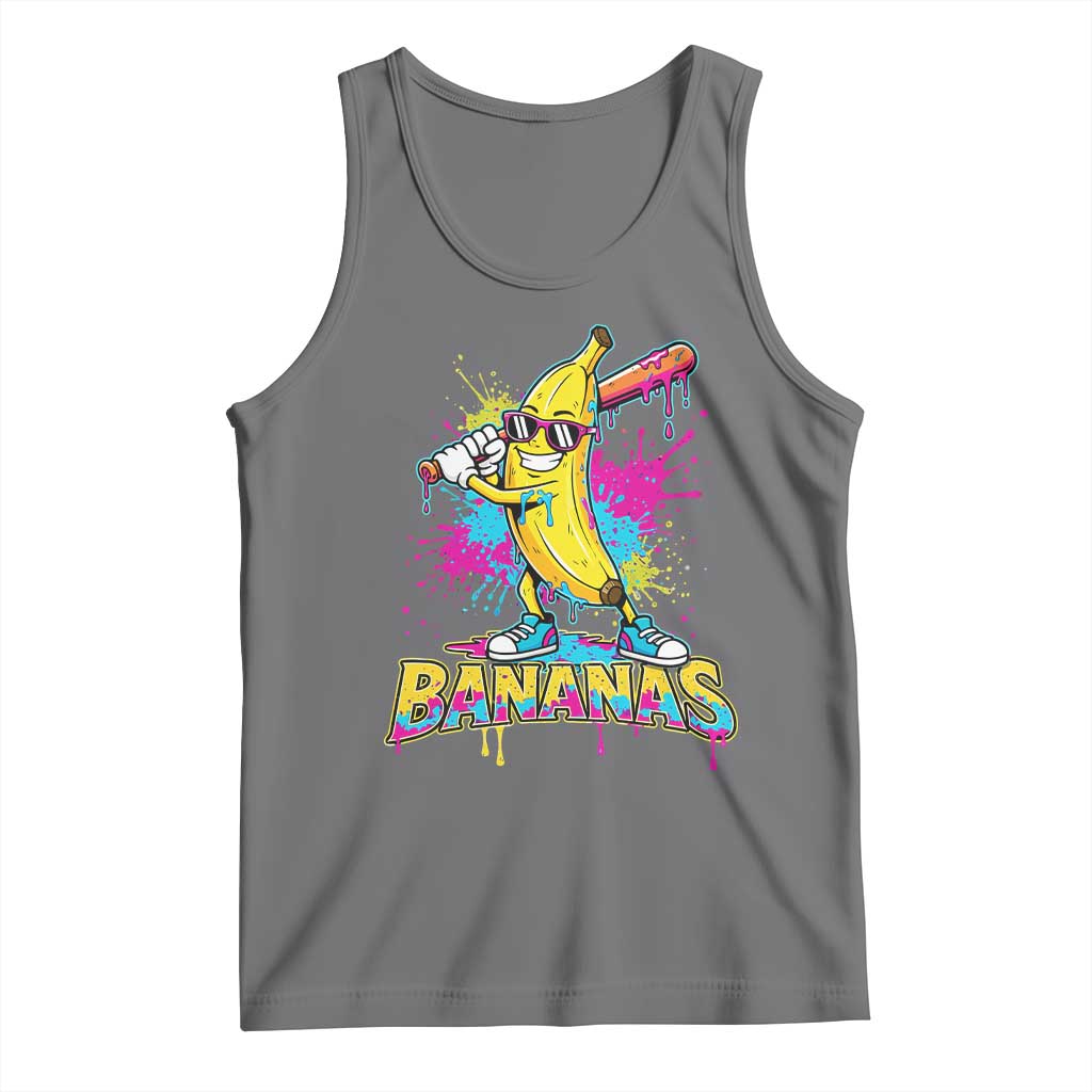 Funny Bananas Baseball Drip Ice Cream Sports Splatter Tank Top TS11 Black Heather Print Your Wear