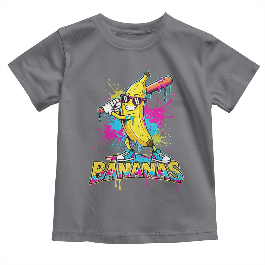Funny Bananas Baseball Drip Ice Cream Sports Splatter Toddler T Shirt TS11 Charcoal Print Your Wear