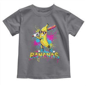 Funny Bananas Baseball Drip Ice Cream Sports Splatter Toddler T Shirt TS11 Charcoal Print Your Wear